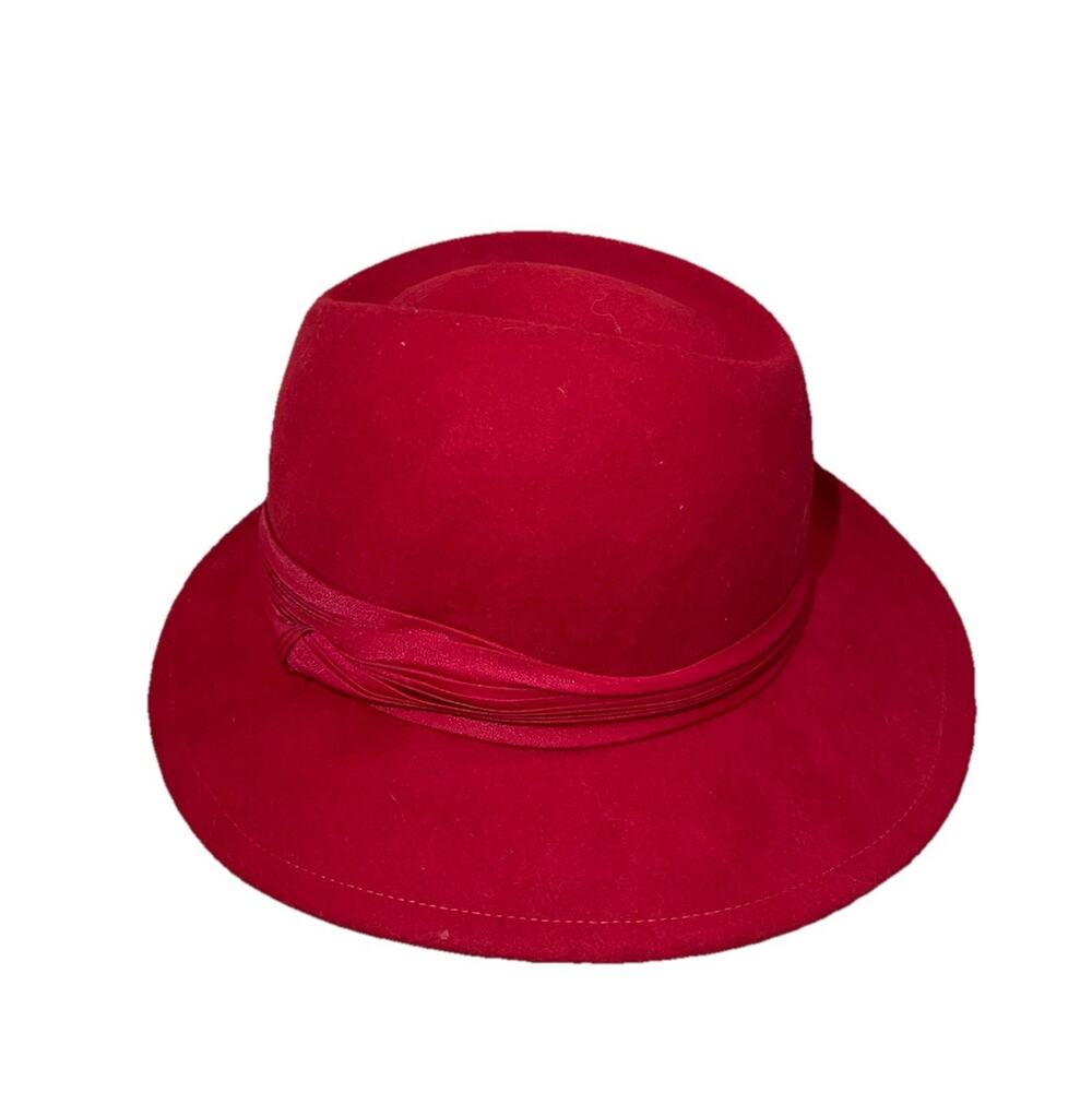 Betmar Saks Fifth Avenue Womens Fedora Hat Red Wool Felt USA VTG